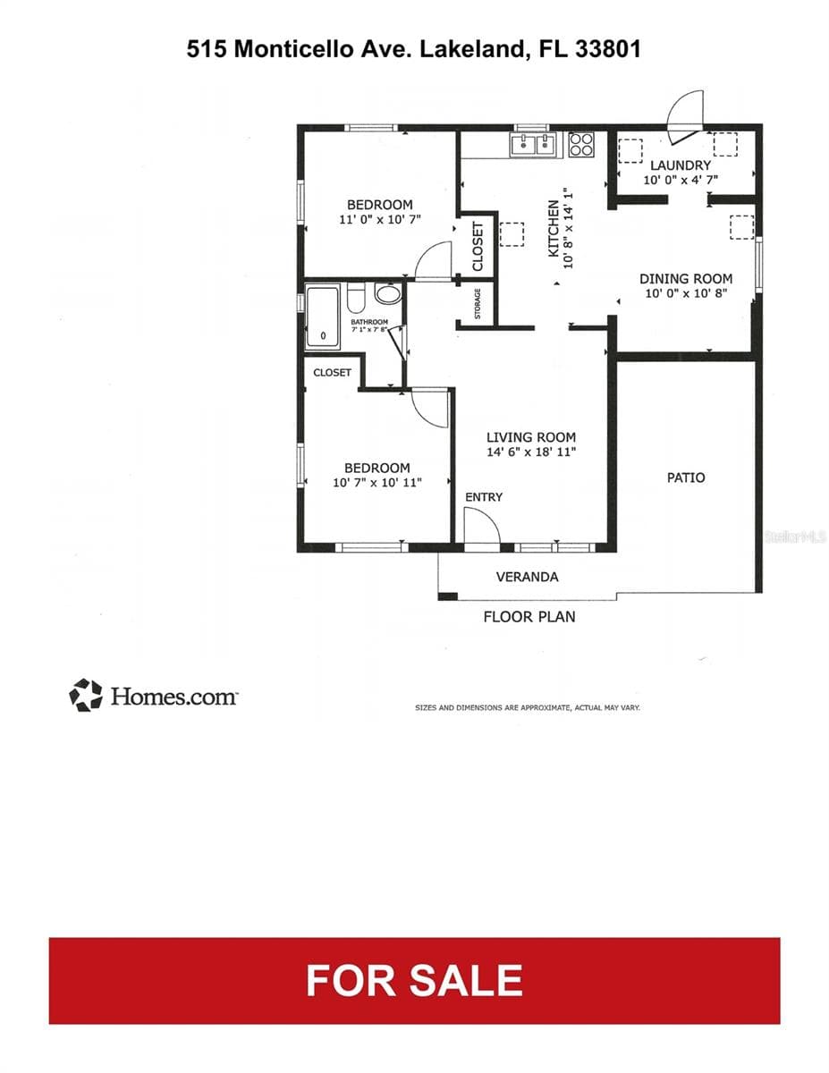 Floorplan from Homes.com - 515 MONTICELLO AVE, LAKELAND