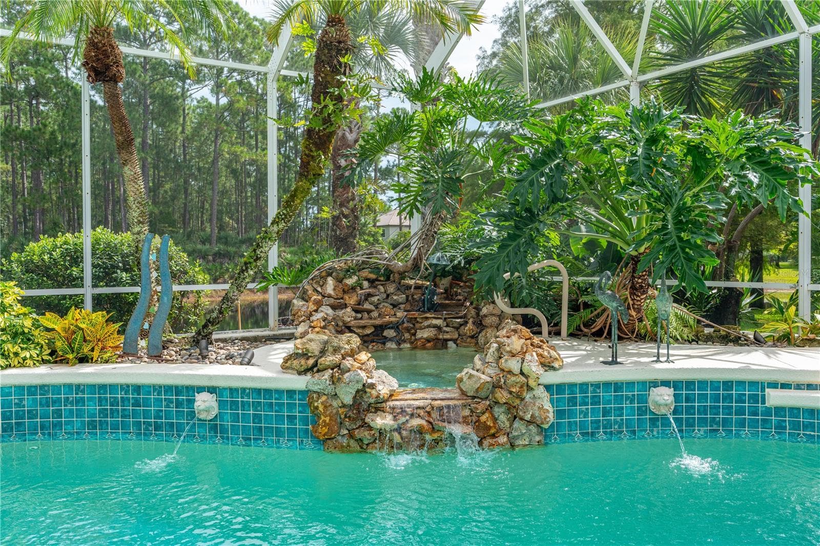 Pool-Decorative Rock Water Fall - 1025 W HAMPSTEAD LANE LN, ORMOND BEACH