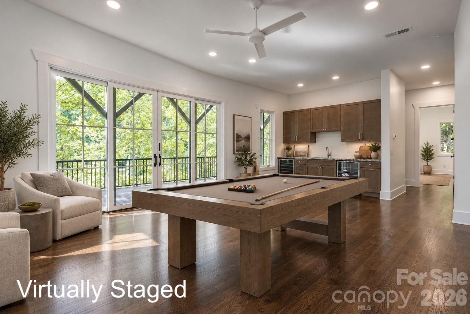 Virtually staged lower recreation room - 58 Blackgum Court, Hendersonville