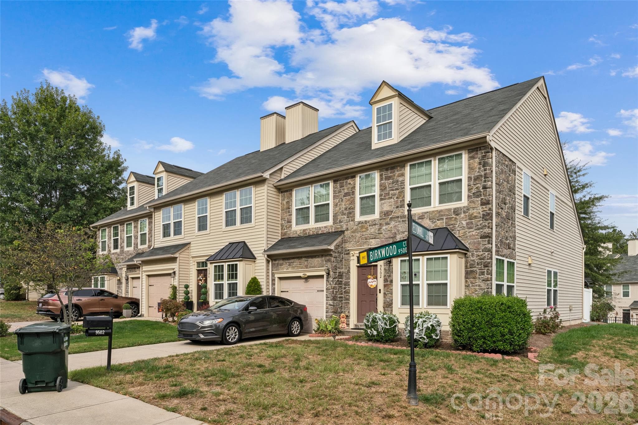 View from corner.  Subject property is next to end unit. - 9506 Birkwood Court, Charlotte