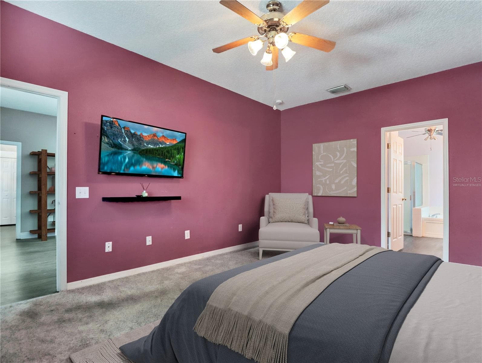 Master bedroom virtually staged - 2002 RAIN DANCE PL, BRANDON