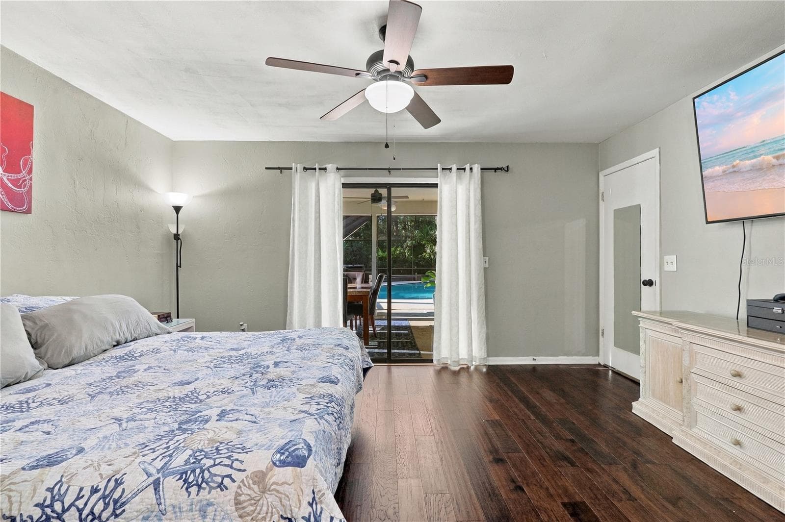 Master Bedroom with Private Sliding Glass Door to Patio, Pool & Spa! - 92 FOSTER LN, PALM COAST