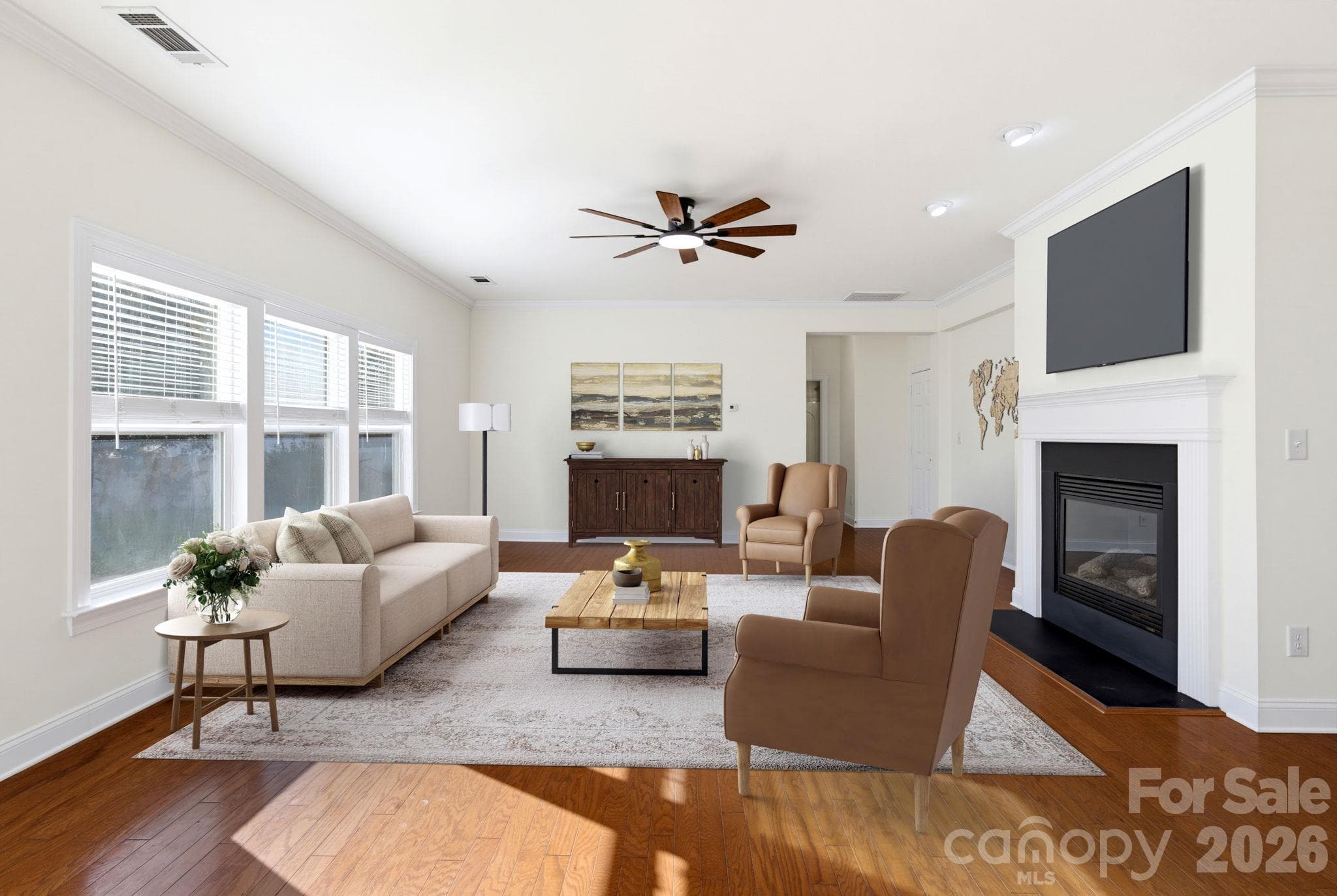 Great Room  Virtually Staged - 529 Putting Drive, Fort Mill