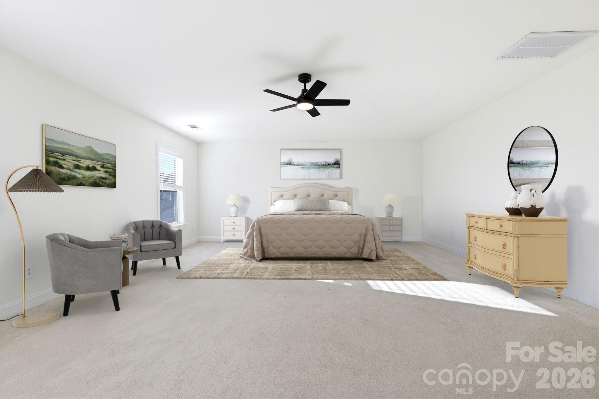 Primary Bedroom Virtually Staged - 529 Putting Drive, Fort Mill