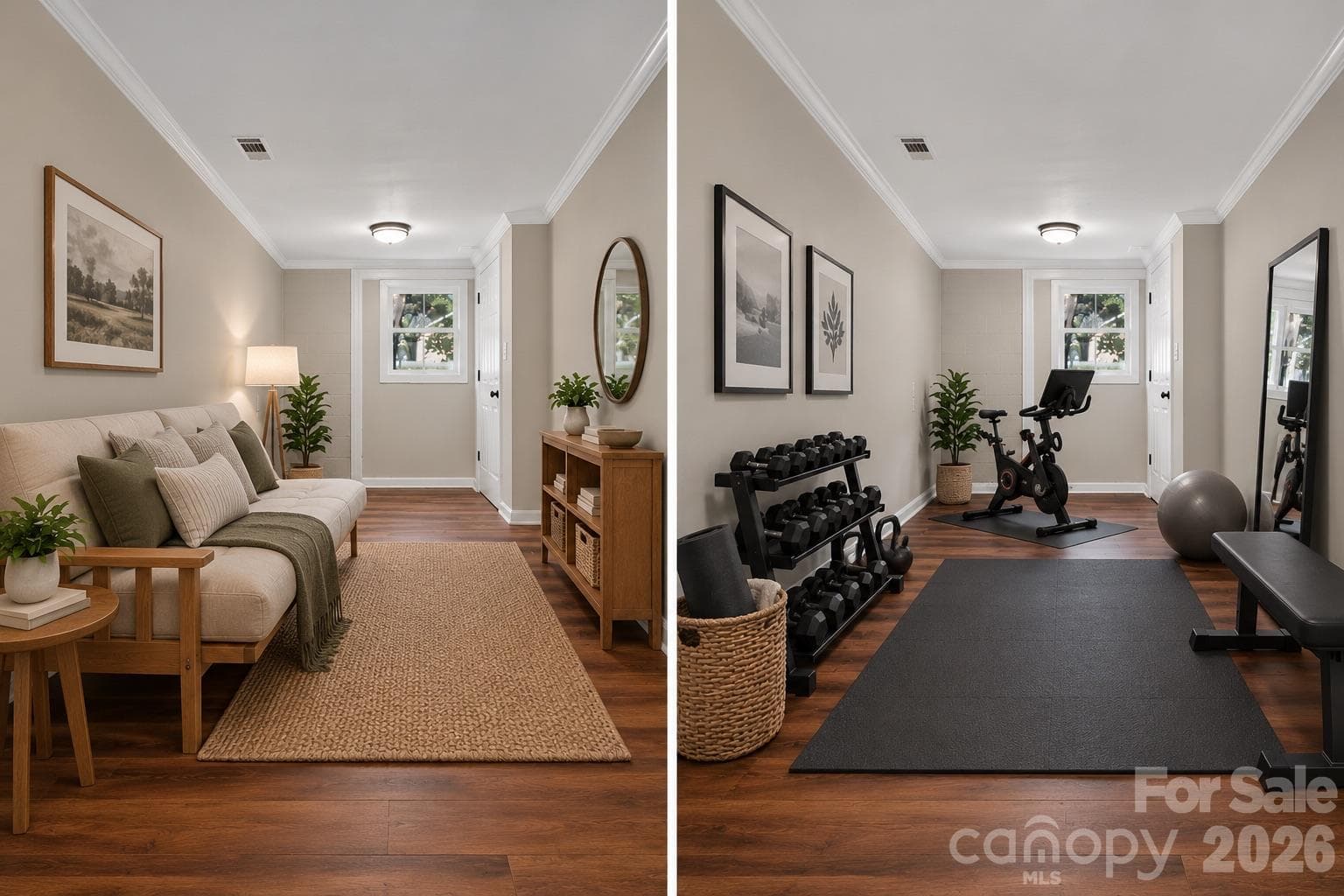 virtually staged narrow room - sitting room/sleeping quarter, rec or play room - 425 Roberts Street, Salisbury