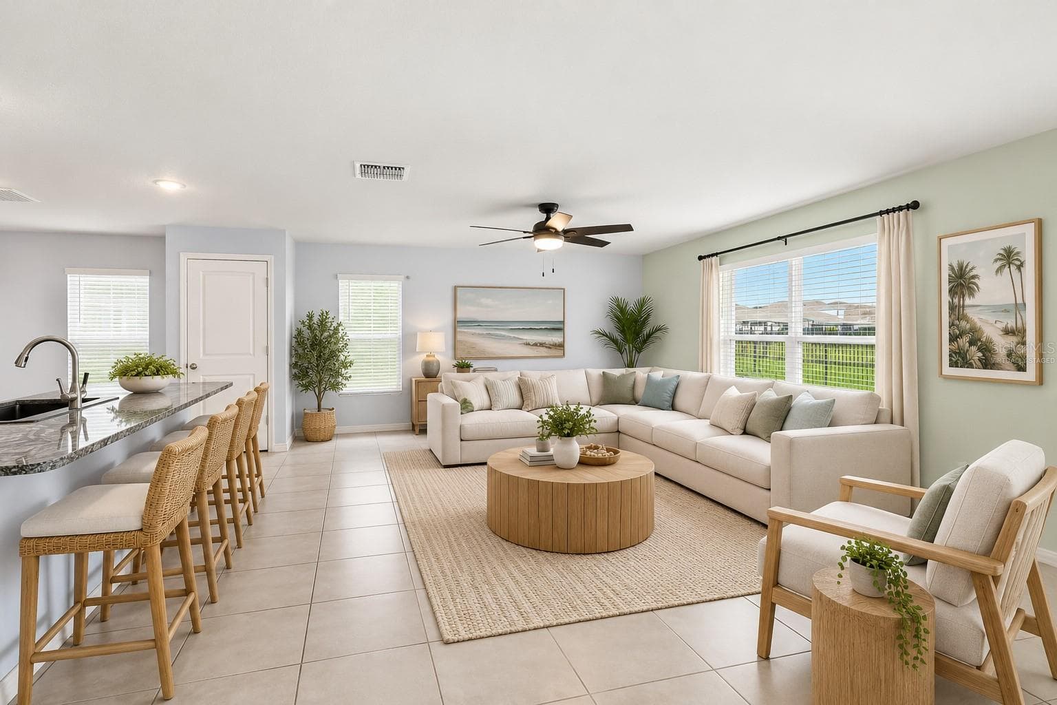 Virtually staged living room - 10116 CHARLOTTE DR, PARRISH