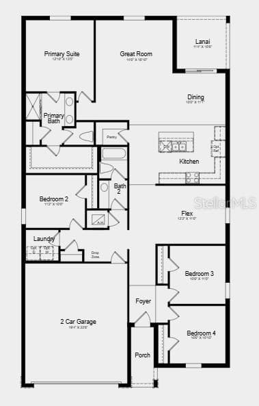 Floor Plan ~ Additional Highlights Include: refrigerator, washer and dryer, extended LVP flooring, whole house blinds, and vertical blinds on sliding doors - 7437 FIELDSTONE DR, GROVELAND