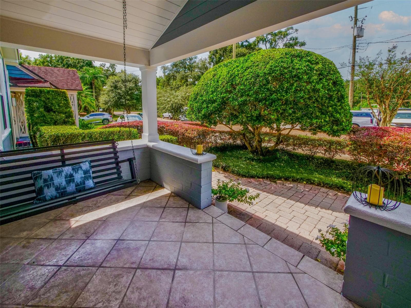 View from the covered front porch with porch swing - 11 S LAWSONA BLVD, ORLANDO