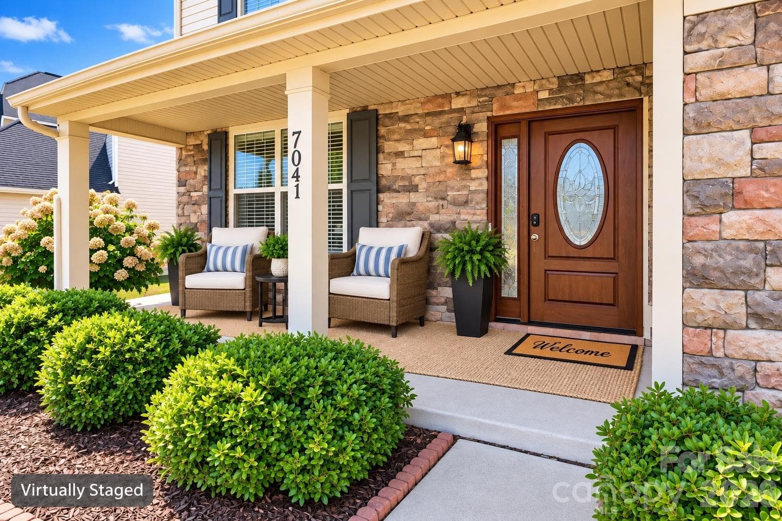 Front Covered Porch Virtually Staged - 7041 Carnwarth Lane, Indian Land