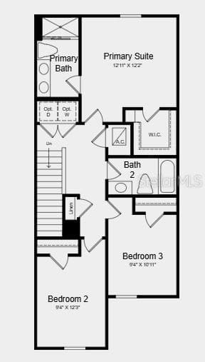 Second Floor Plan - Additional Highlights Include: refrigerator, washer and dryer, extended LVP flooring at first floor, whole house blinds, and vertical blinds at sliding door - 559 MOONSTONE CT, GROVELAND