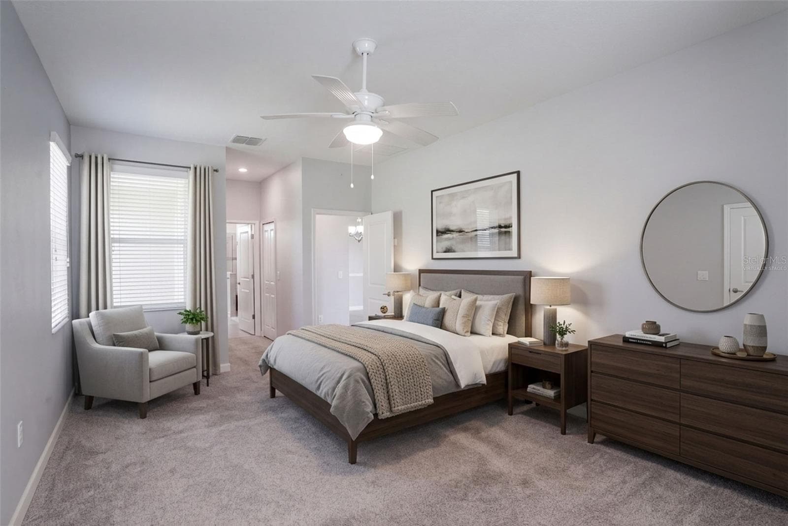 Virtually staged primary bedroom - 3516 KINLEY BROOKE LN, CLERMONT