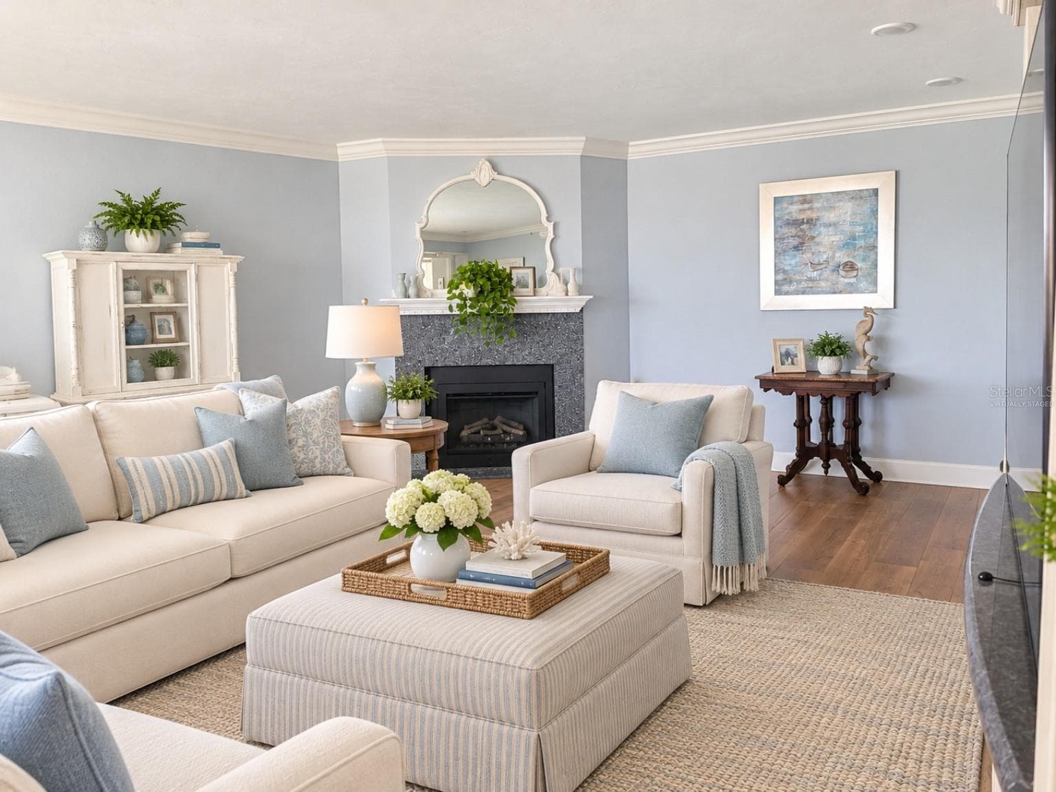 Virtually Staged. Living room area. - 1660 GULF BLVD #706, CLEARWATER