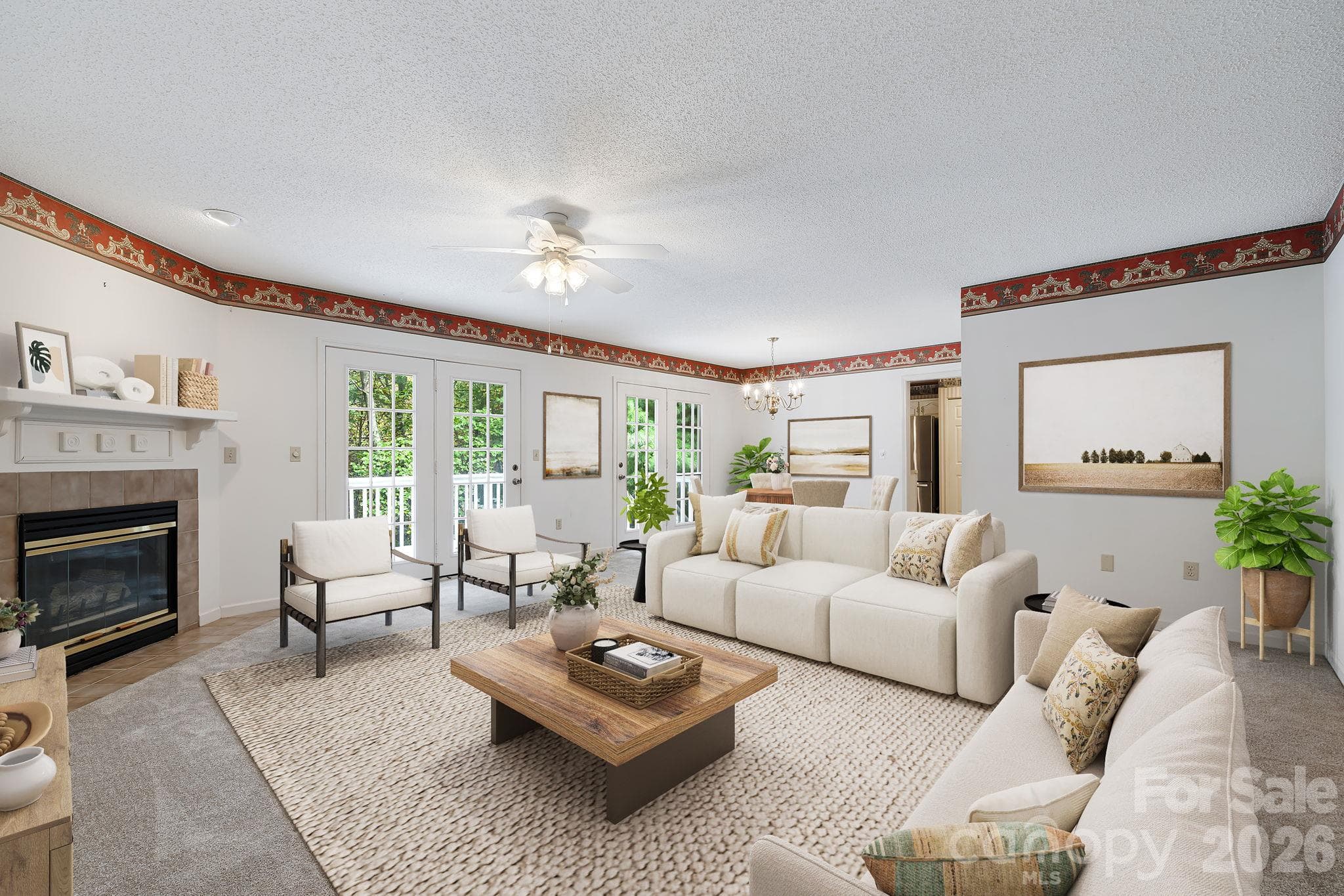 Virtually Staged Living Room/Dining Area - 103 Tarragon Place, Flat Rock