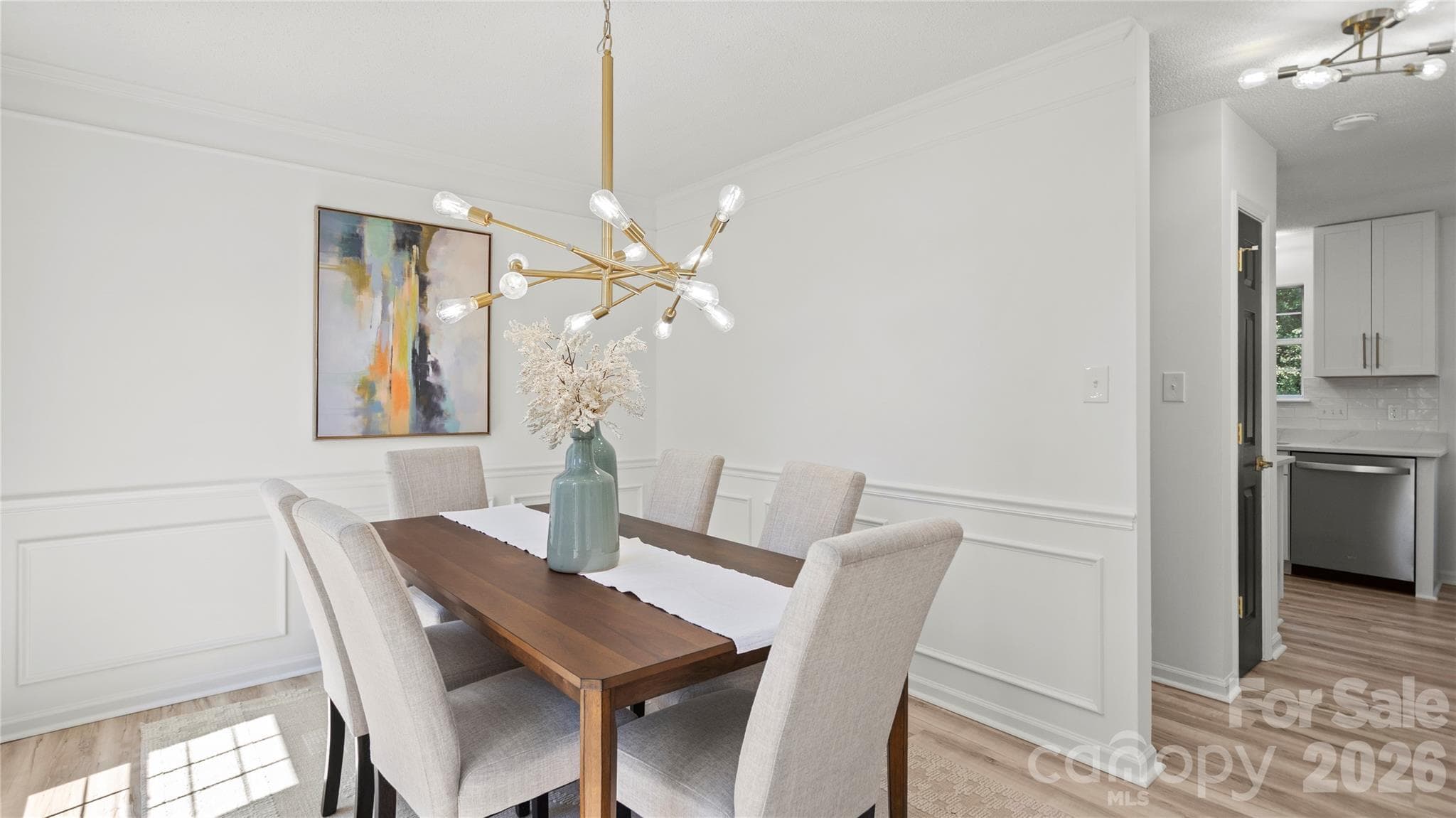 Elegant Crown, Chair, and Picture Molding in Dining Room - 13918 Wild Heather Court, Charlotte