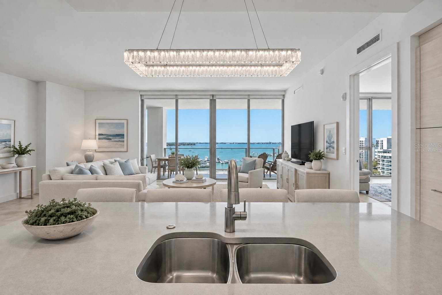 Virtually Staged- Great Room View - 1155 N GULFSTREAM AVE #802, SARASOTA