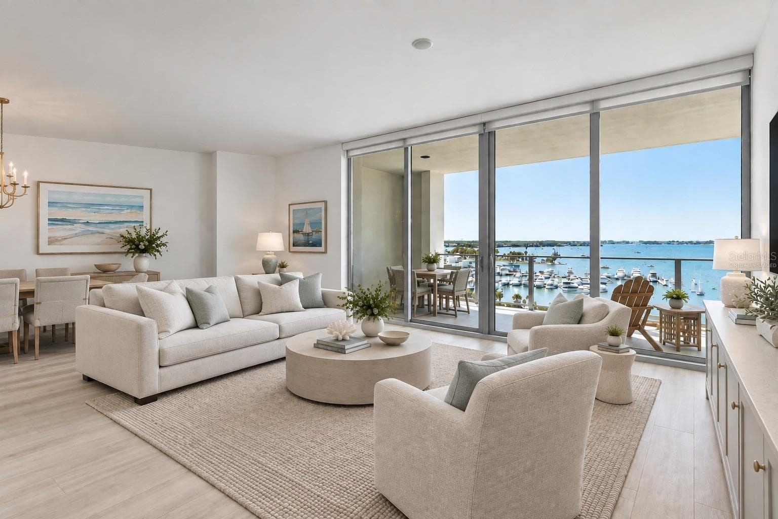 Virtually Staged- Expansive Living and Dining Areas - 1155 N GULFSTREAM AVE #802, SARASOTA