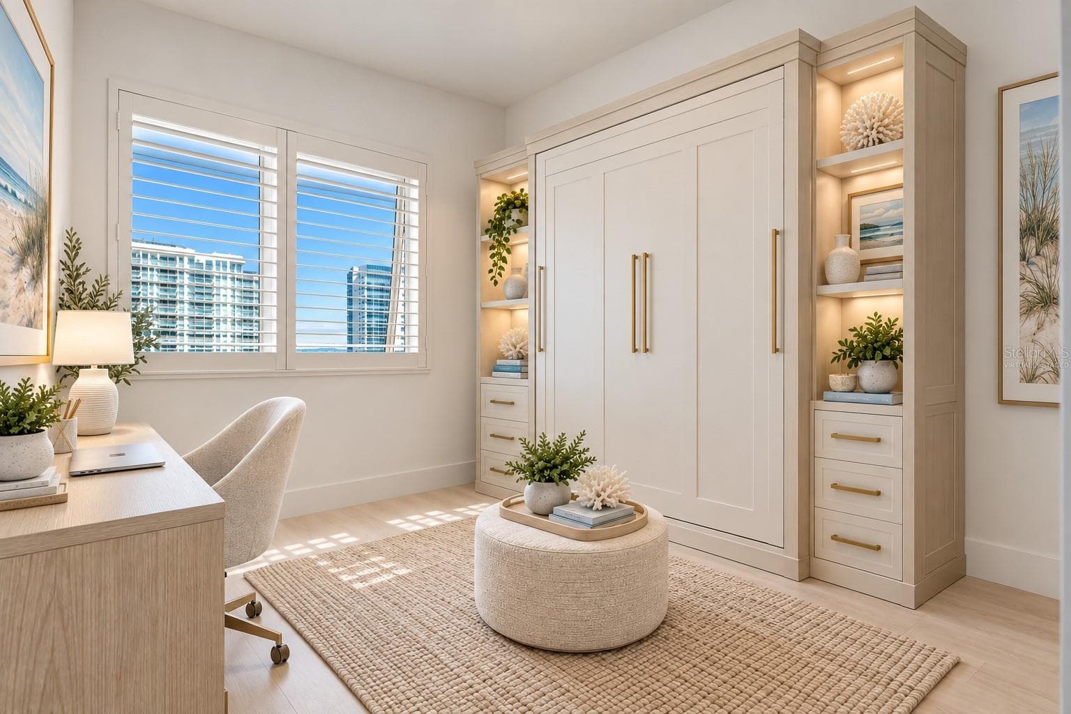Virtually Staged- Office/Den with Murphy Bed + Pocket Door - 1155 N GULFSTREAM AVE #802, SARASOTA