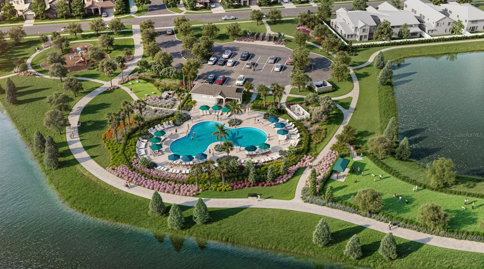 Lakeside at Satilla Community Pool, Playground, Dog Park and Walking Trail (Aerial View) - 5030 ORINOCO LN, ST CLOUD