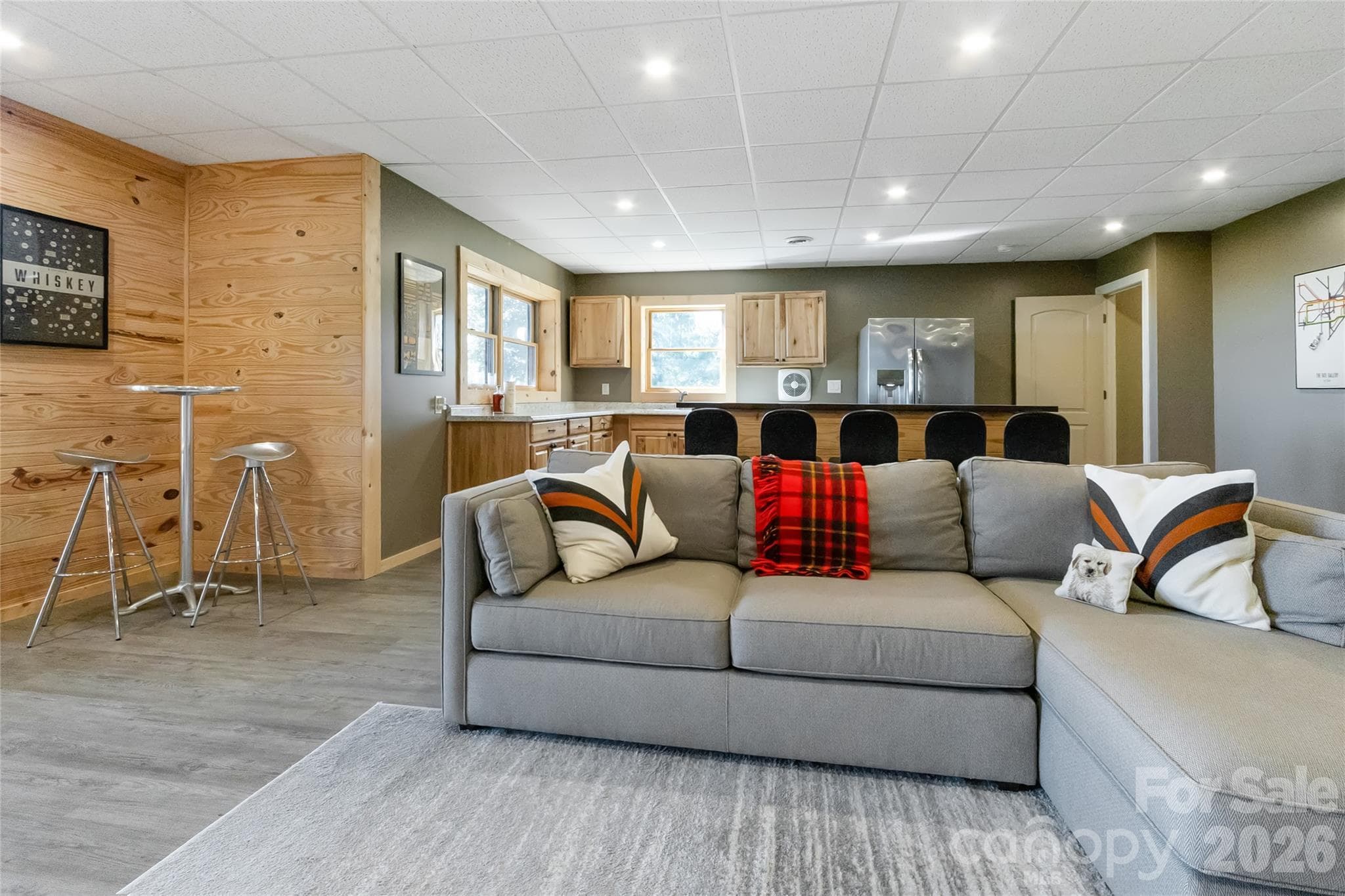 Lower Level - Living room with wood fireplace, kitchenette, bathroom - 656 Arbra Mountain Way, Bostic