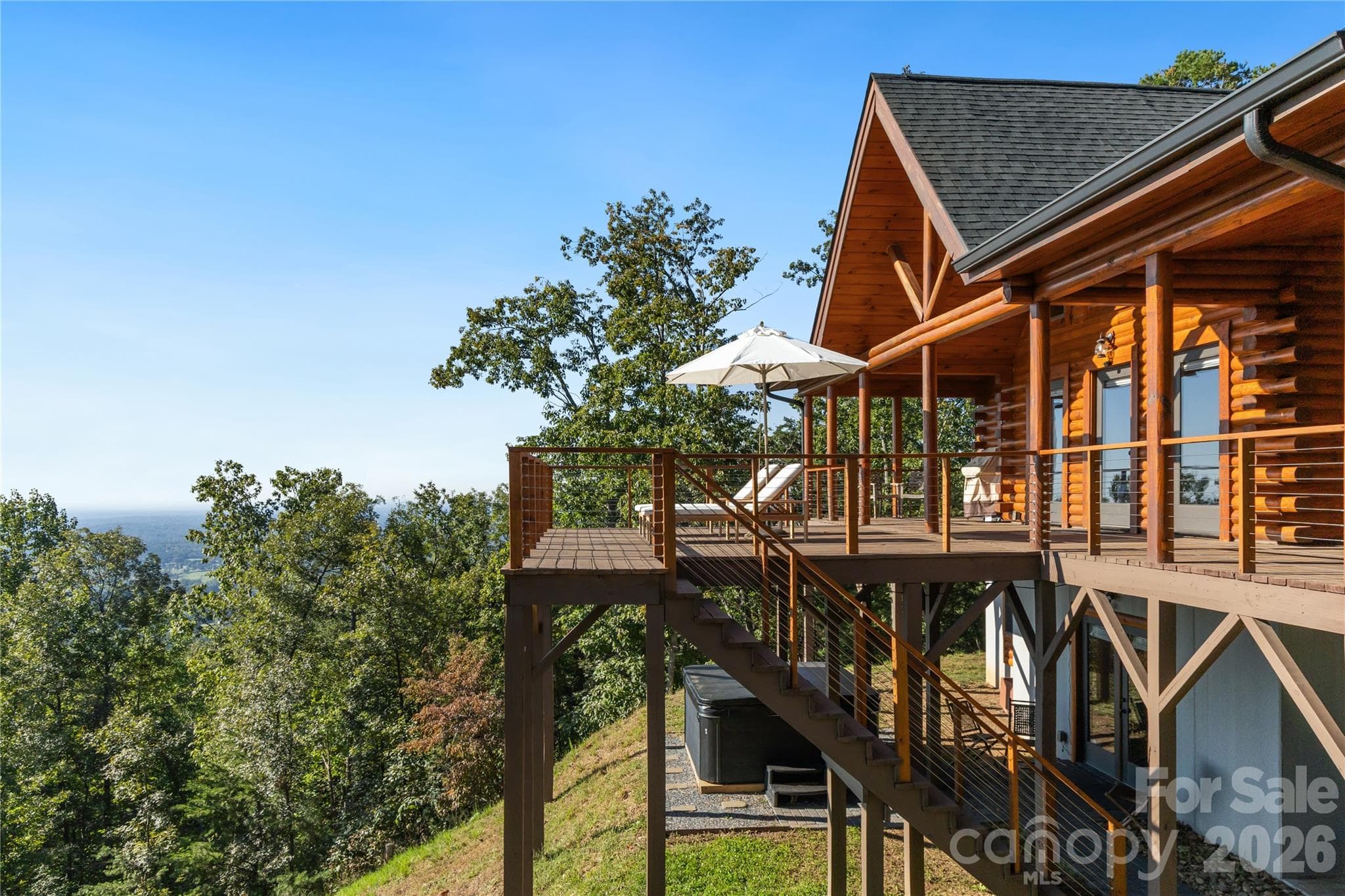 Main Level Covered Deck, View Deck and Lower Level with Hot Tub - 656 Arbra Mountain Way, Bostic