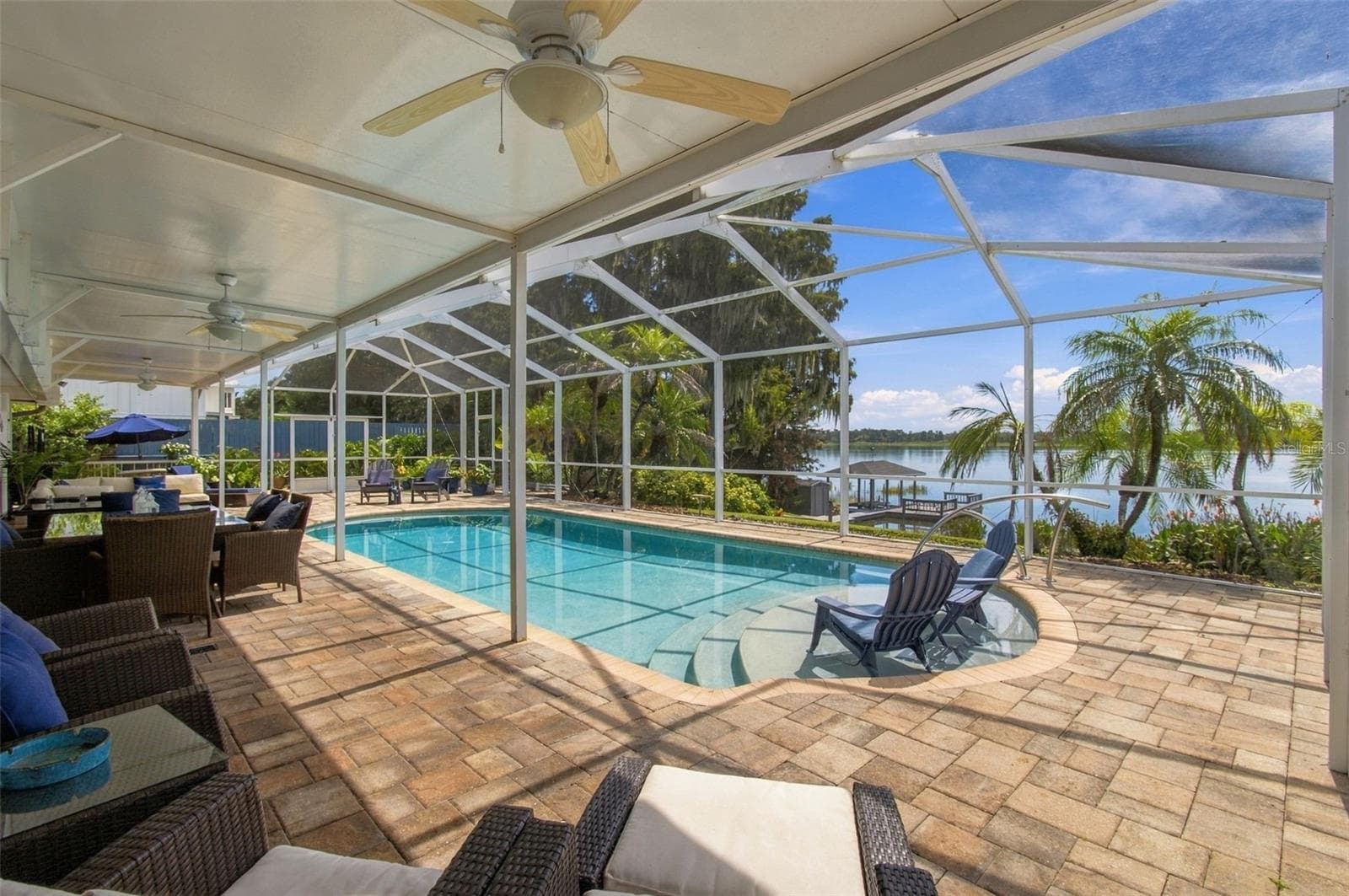 Covered lanai / Screen enclosed pool - 1921 MANOR CIR SE, WINTER HAVEN