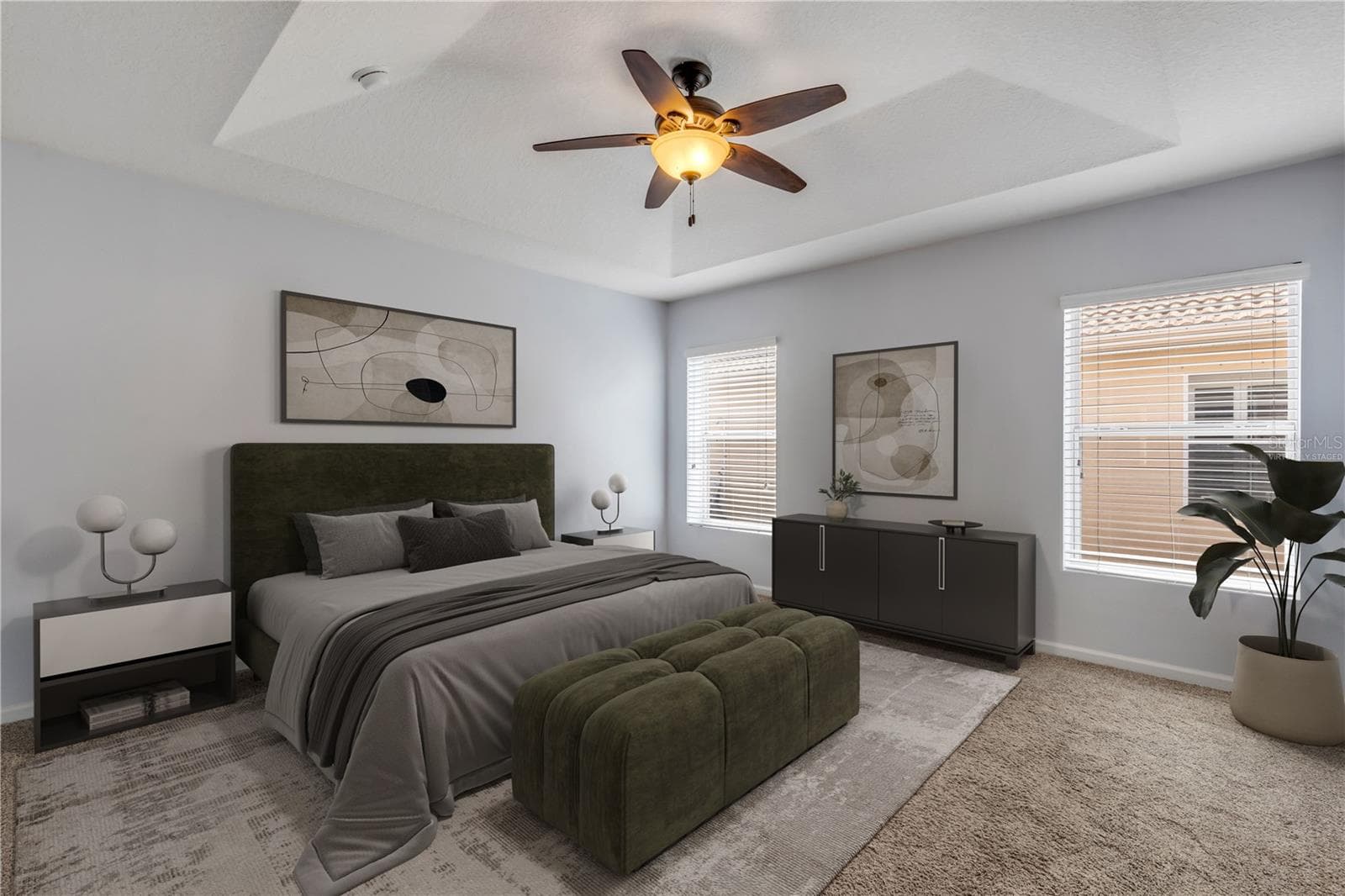Virtually staged primary to showcase how large this Primary retreat is. - 3450 VELONA AVE, NEW SMYRNA BEACH