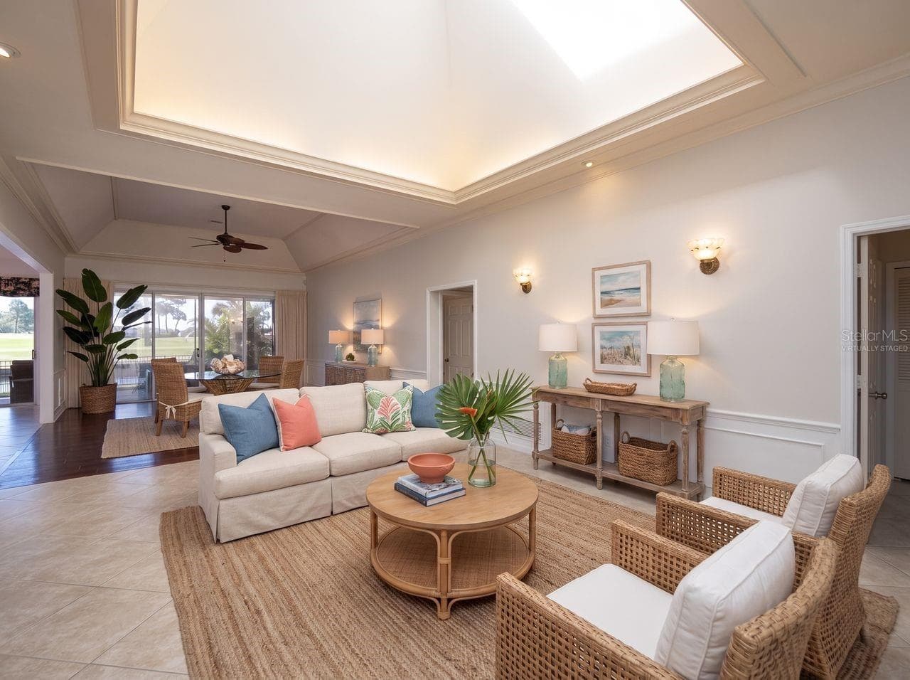 Virtually staged living room - 71 CAYMAN ISLES BLVD, ENGLEWOOD