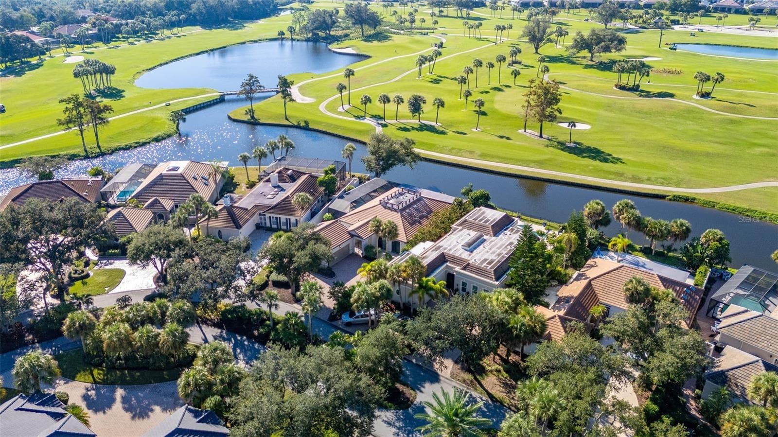aerial of house on golf course and pond - 71 CAYMAN ISLES BLVD, ENGLEWOOD