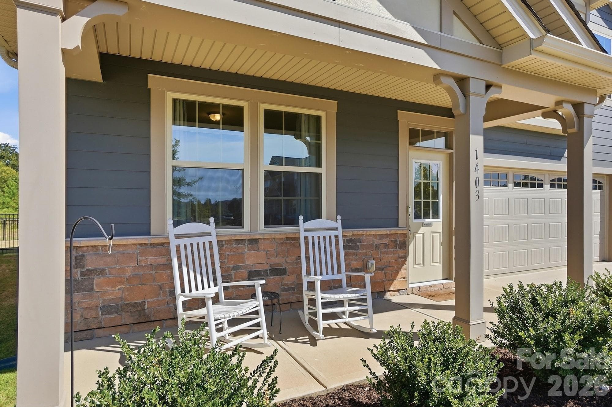 Covered Front Porch with Stone Accent Wall - 1403 Laggan Lane, Indian Trail