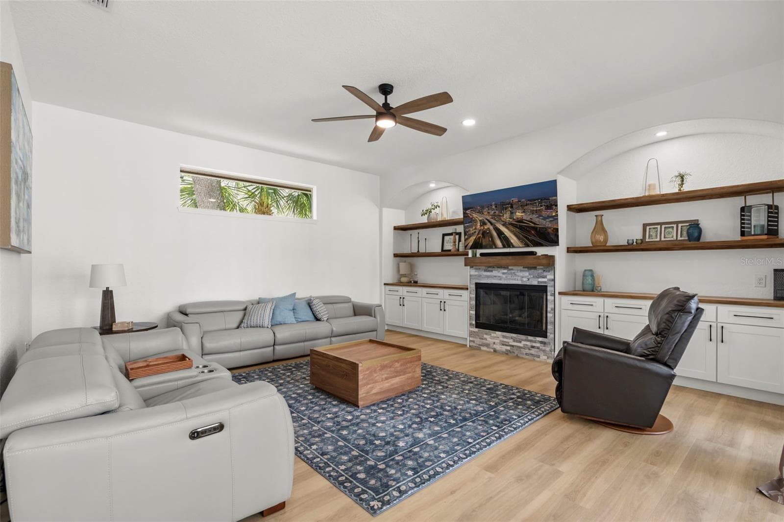 Family Room with wood-burning fireplace - 5331 LAKE BLUFF TER, SANFORD