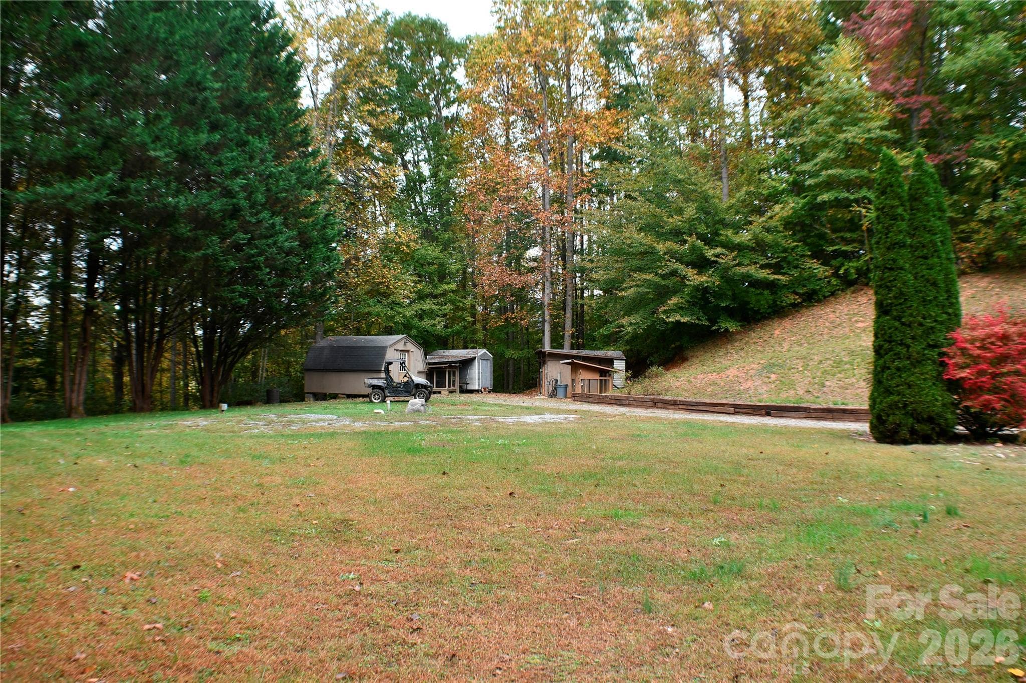 large yard with 3 utility building and shed - 177 Natural Trail, Sylva