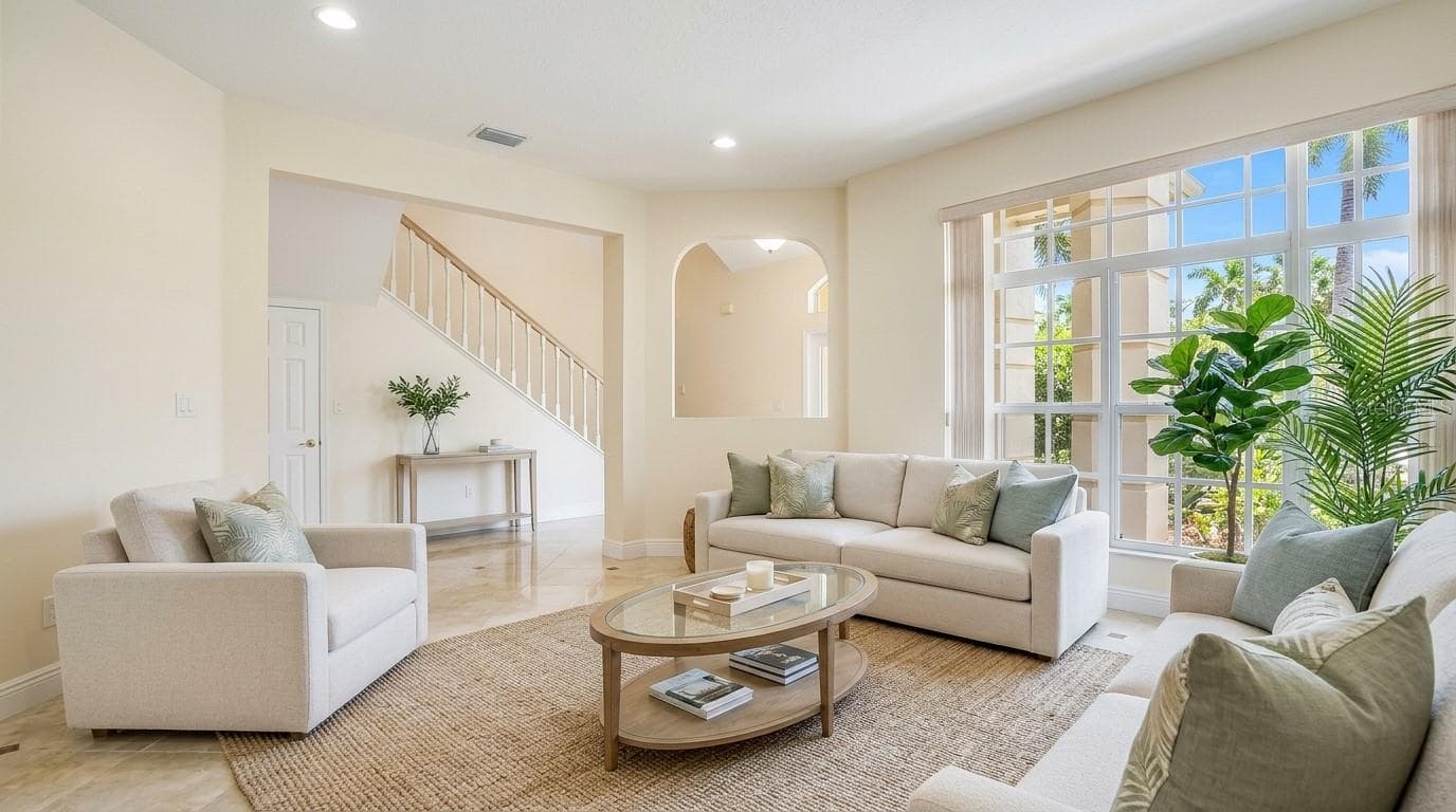 Spacious family room perfect for receiving guests. - 7866 BARDMOOR HILL CIR, ORLANDO