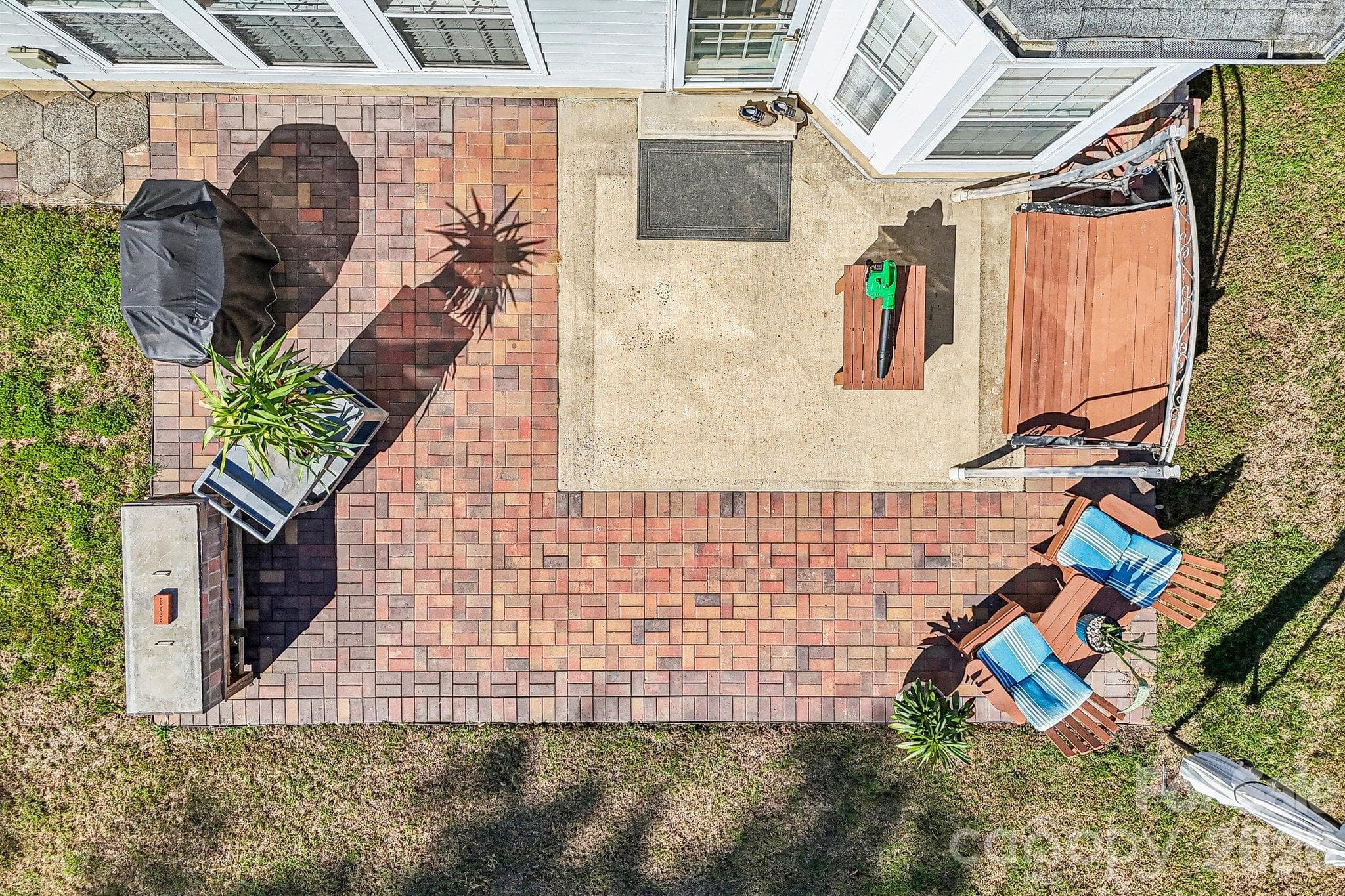 Drone view of back patio - 11207 Livingston Mill Road, Charlotte