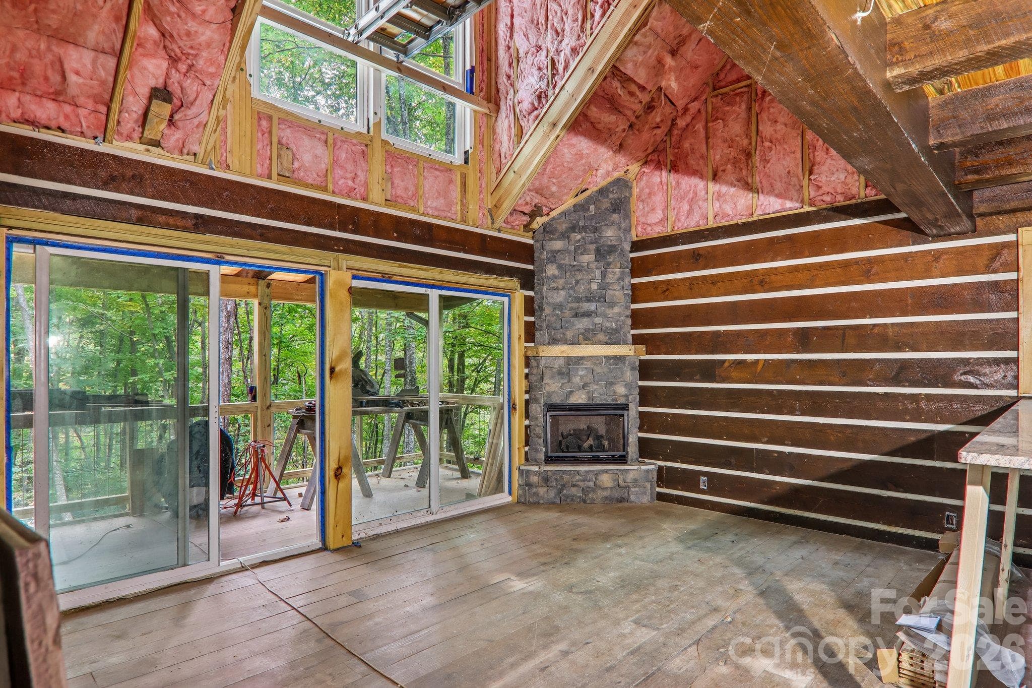 Living space with fireplace - 5 Marion Drive, Maggie Valley