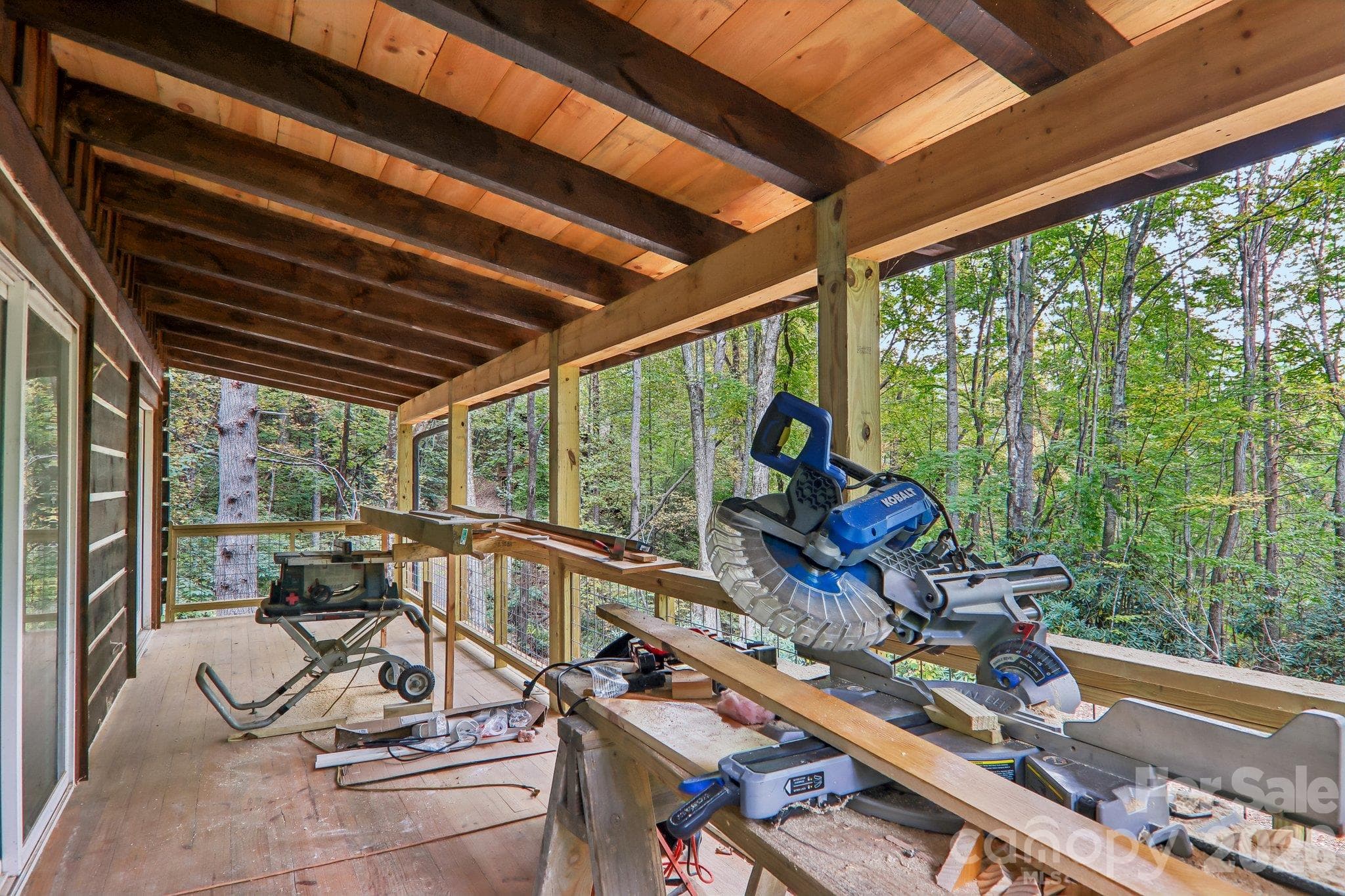 Large porch overlooking flat yard - 5 Marion Drive, Maggie Valley