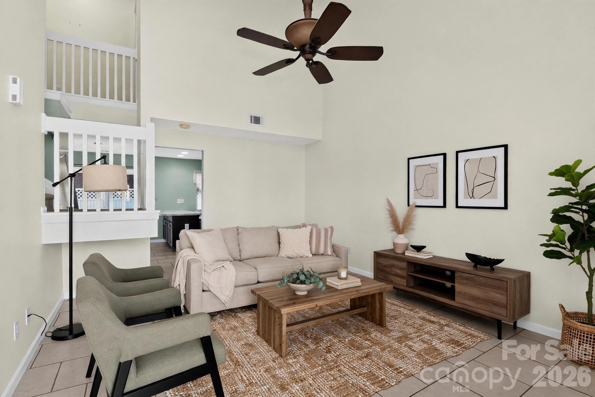 Living Room — Virtually Staged - 16931 Greenlawn Hills Court, Charlotte