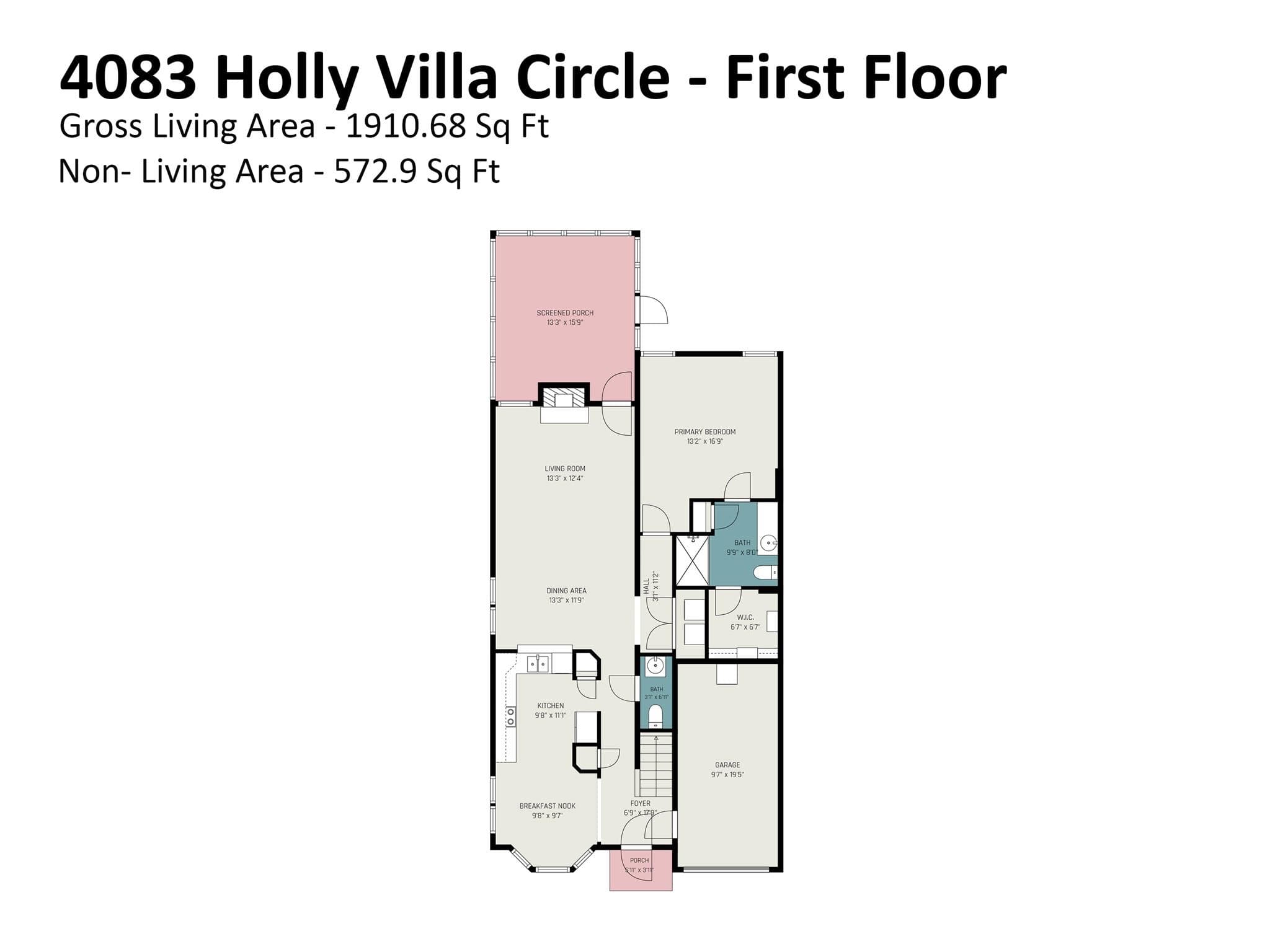 First Floor Measurements - 4083 Holly Villa Circle, Indian Trail
