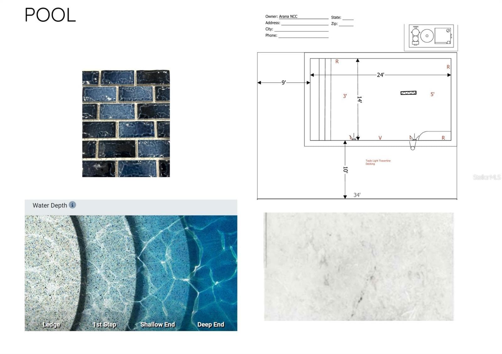 Pool Tile, Color & Dimensions. - 4903 COMMONWEALTH DR, SARASOTA