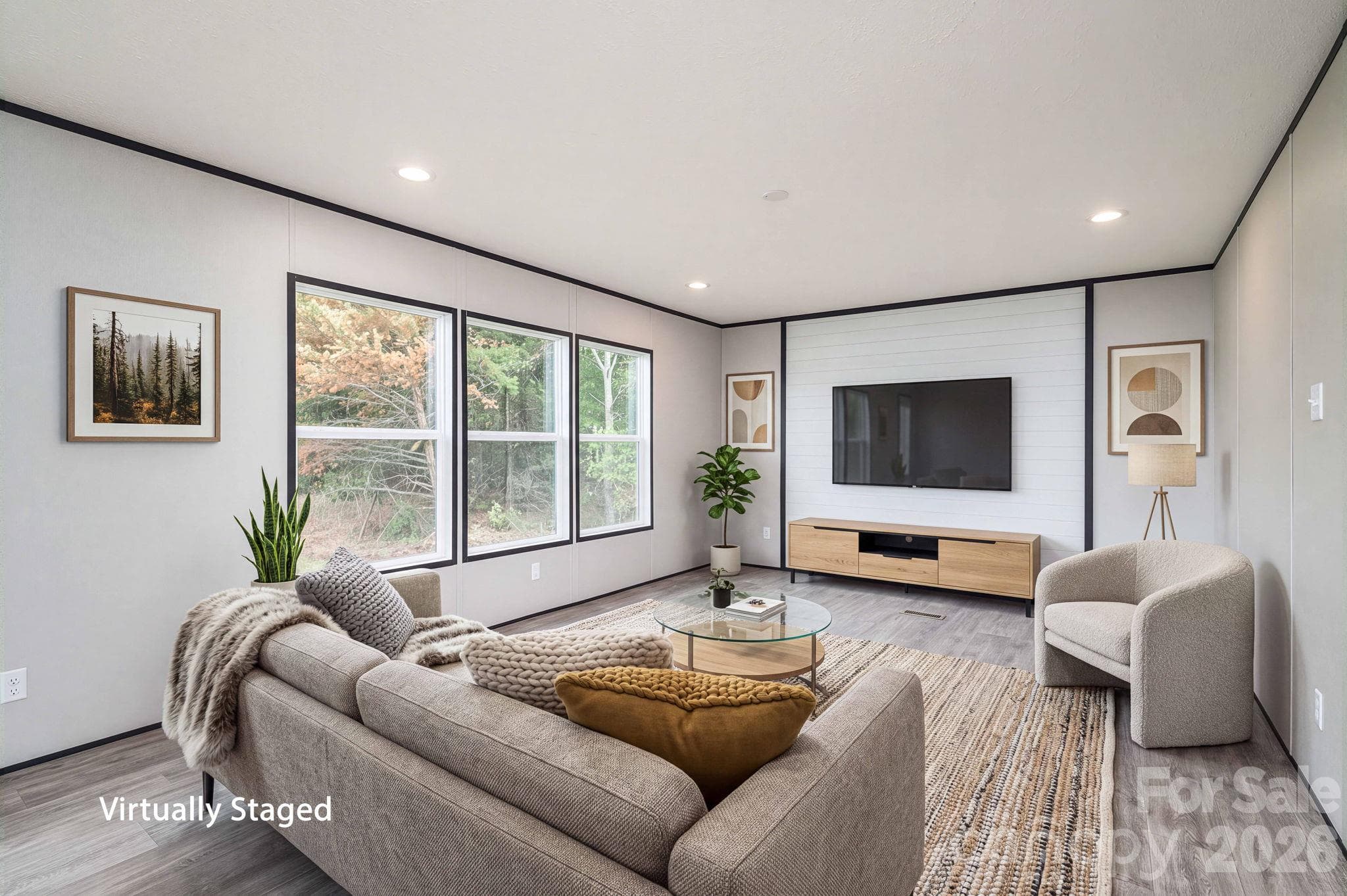 Virtually Stages Living Room - 207 Grassy Field Court, Lawndale
