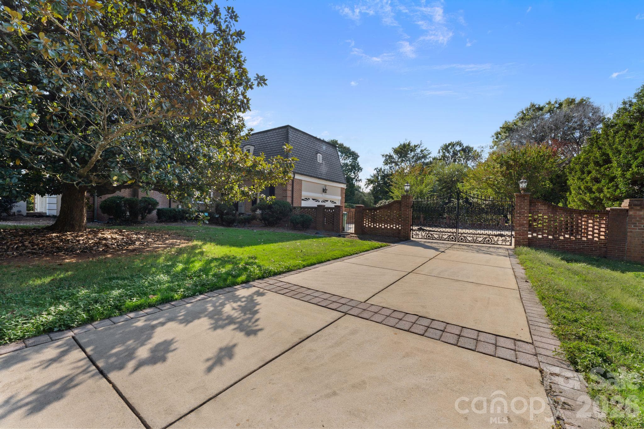 Gated driveway entrance - 3452 Sharon Road, Charlotte