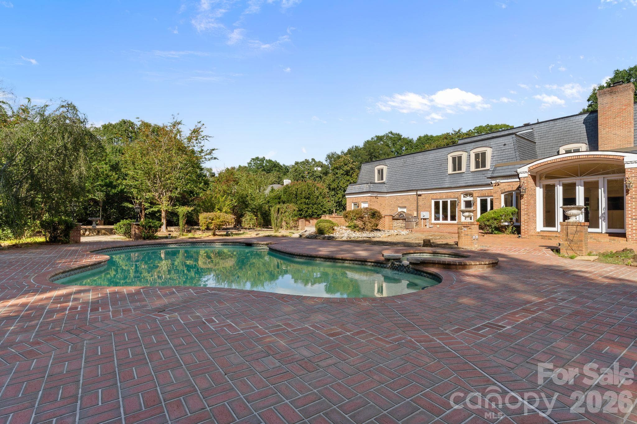 Backyard with pool and spa - 3452 Sharon Road, Charlotte