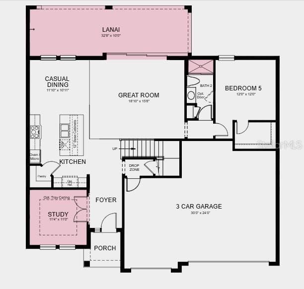 Floor 1 ~ Additional Highlights Include: tray ceilings, pocket sliding glass door to extended covered lanai, study - 16212 ALPHA GROVE PL, ODESSA