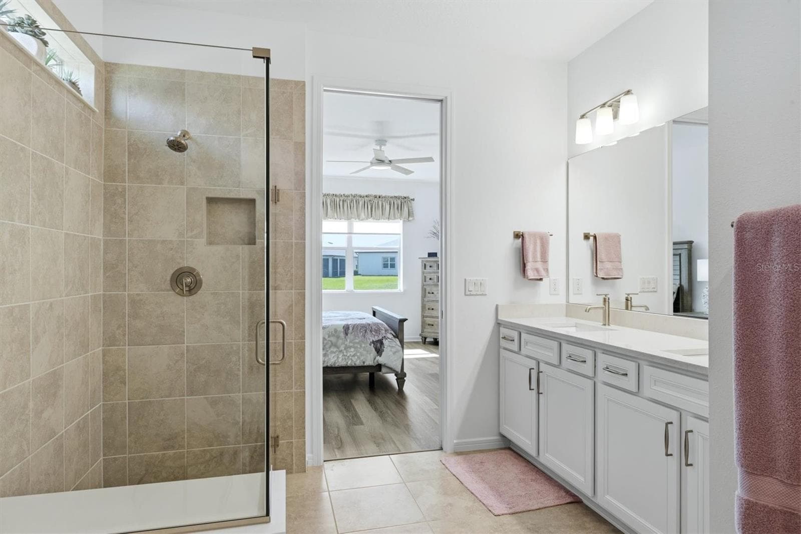 Large walk-in glass shower in Primary Bath - 10635 WYNWARD WAY, PARRISH