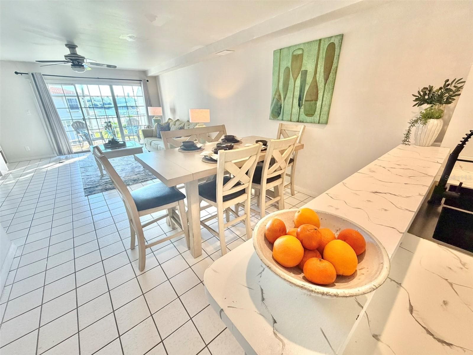 Open Concept Floor Plan With Water View From Private Deck Of Living Room - 19201 VISTA LN #D2, INDIAN SHORES