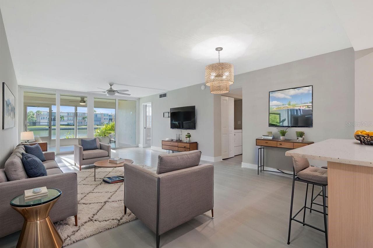 Virtual staged living room - 7645 SUN ISLAND DR S #101, SOUTH PASADENA
