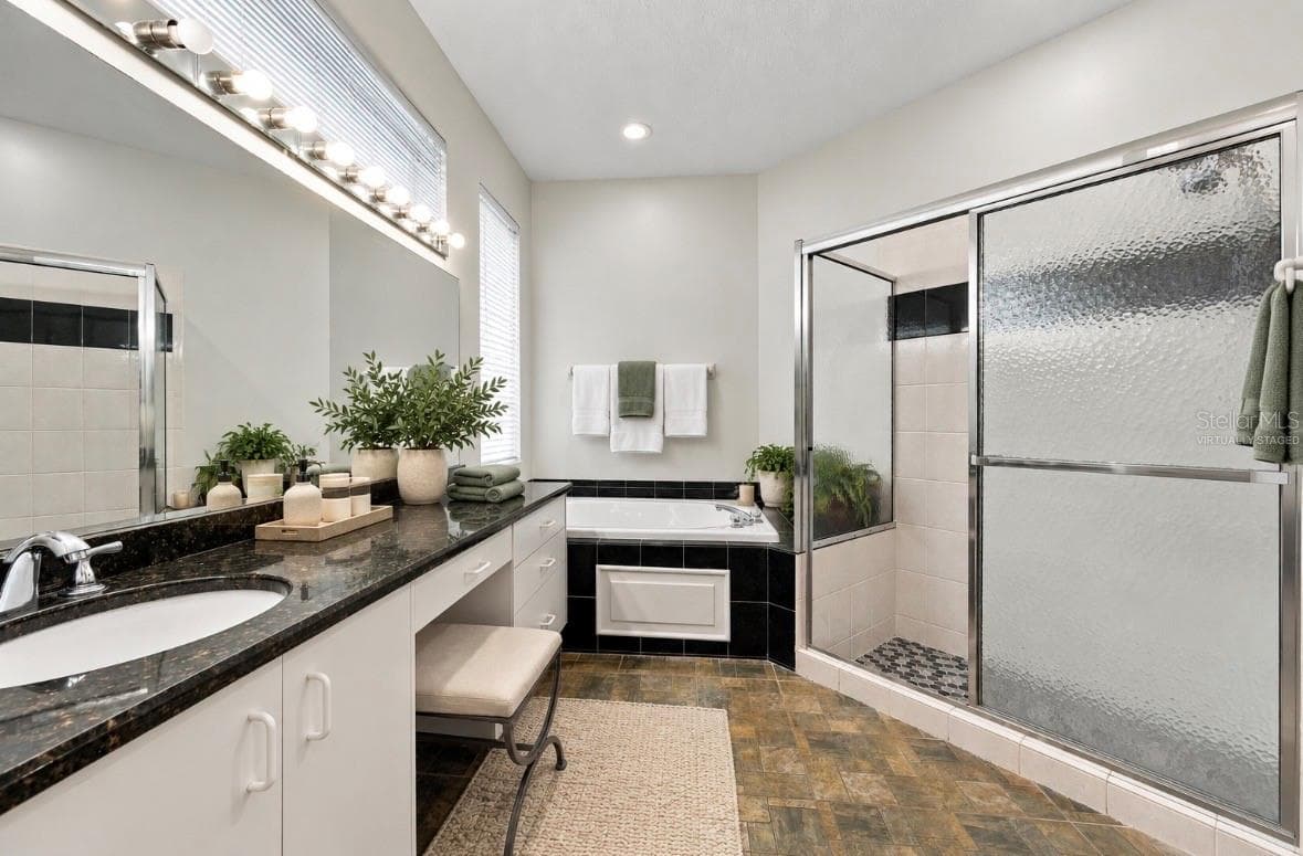 Virtually staged Freshly painted primary bathroom - 9310 SOUCHAK DR, TRINITY