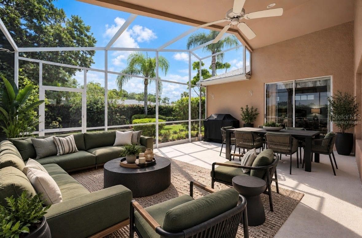 Virtually stagedOversized screened lanai - 9310 SOUCHAK DR, TRINITY