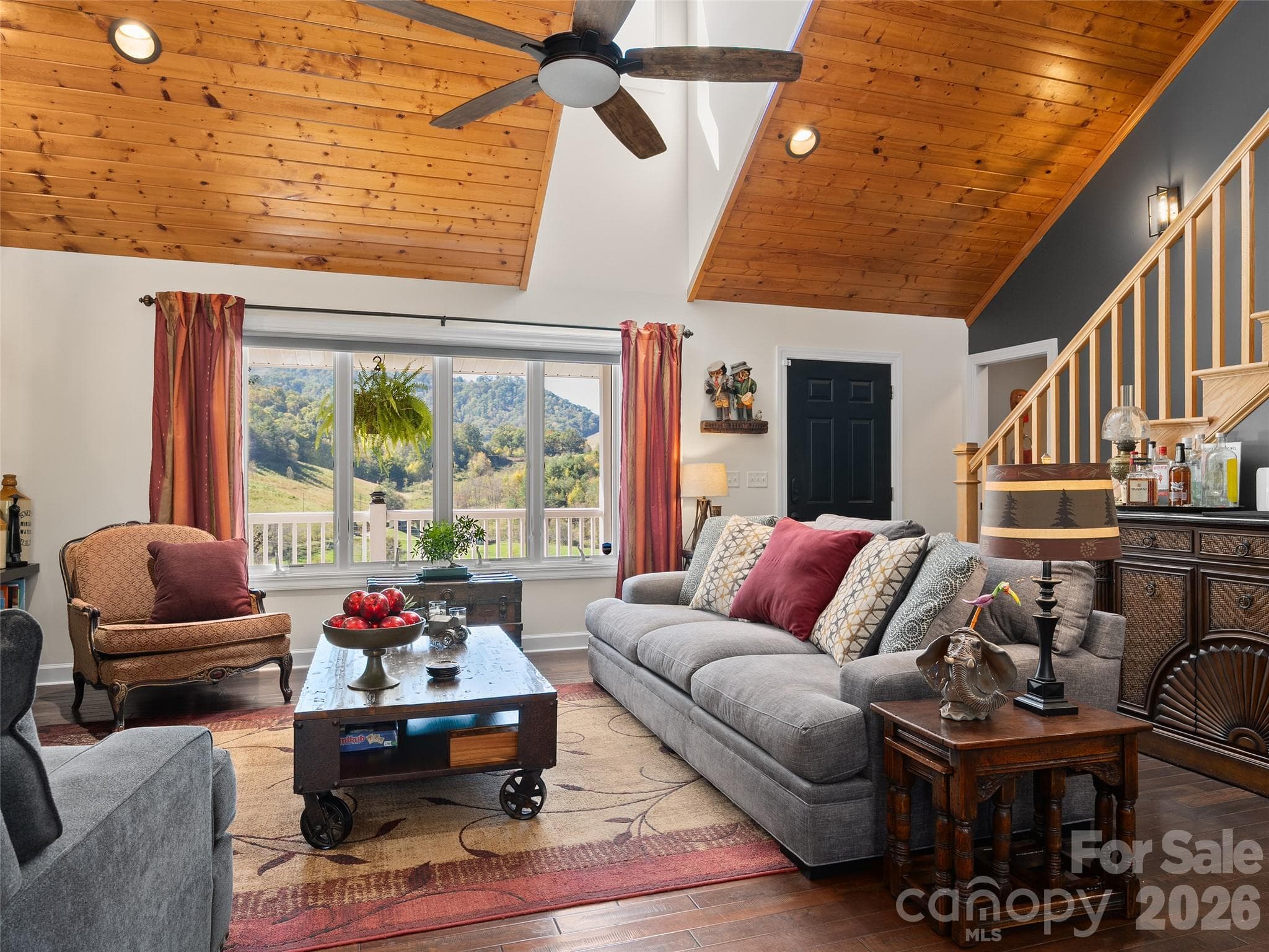 Living Room ceiling and picture window seen from Dining Area. - 43 Eagle Ridge, Clyde