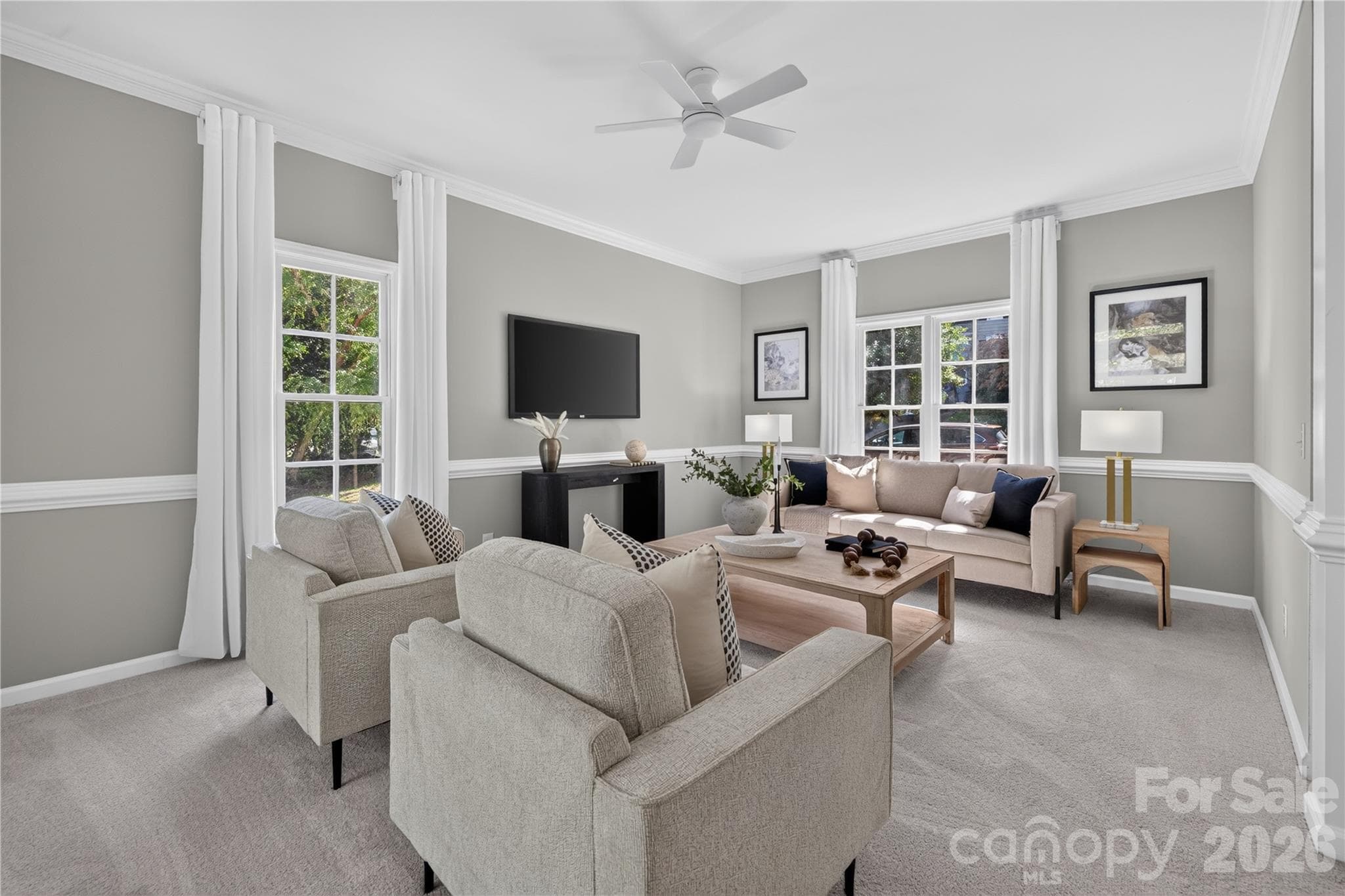 Great room with two sitting areas. - 4711 Beech Crest Place, Charlotte