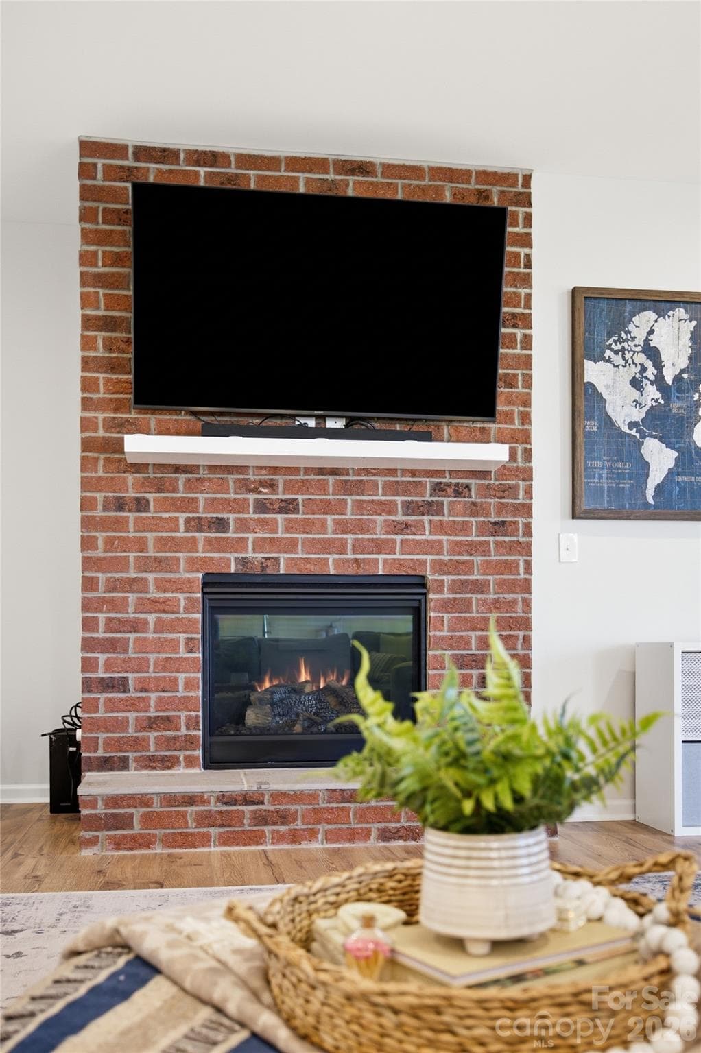 brick fireplace - 13709 Berkley Avenue, Huntersville